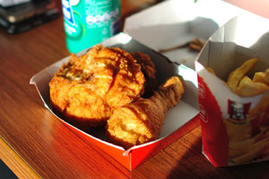 This chicken with potato was prepared in KFC Gobabis