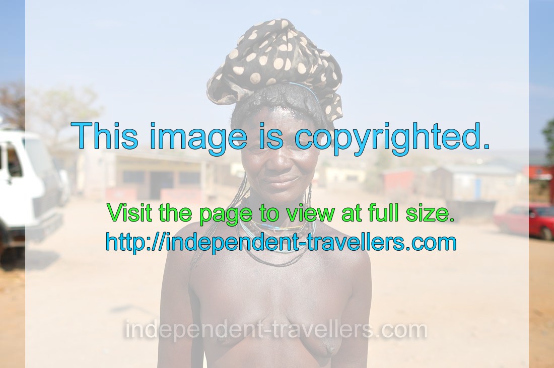An old Zemba woman dressed in a handmade hat