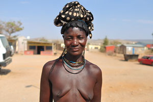 An old Zemba woman dressed in a handmade hat