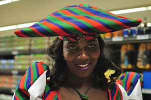 A stunning Herero woman is in the Spar supermarket