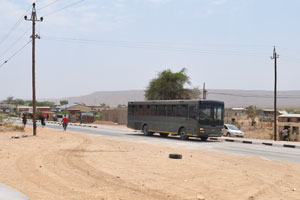 This bus belongs to the escort of the President of Namibia