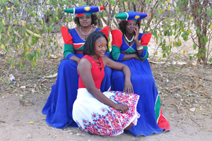 Three Namibian women are posing for me