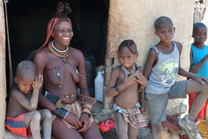 A Himba woman and her children