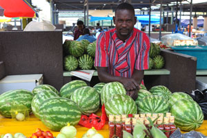 Watermelons are for sale at Dr. Frans Aupa Indongo Open Market