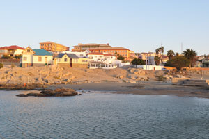 Woermann street in Lüderitz as seen from the harbour