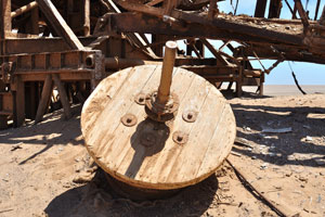 Some parts of the collapsed oil drilling rig are made from wood