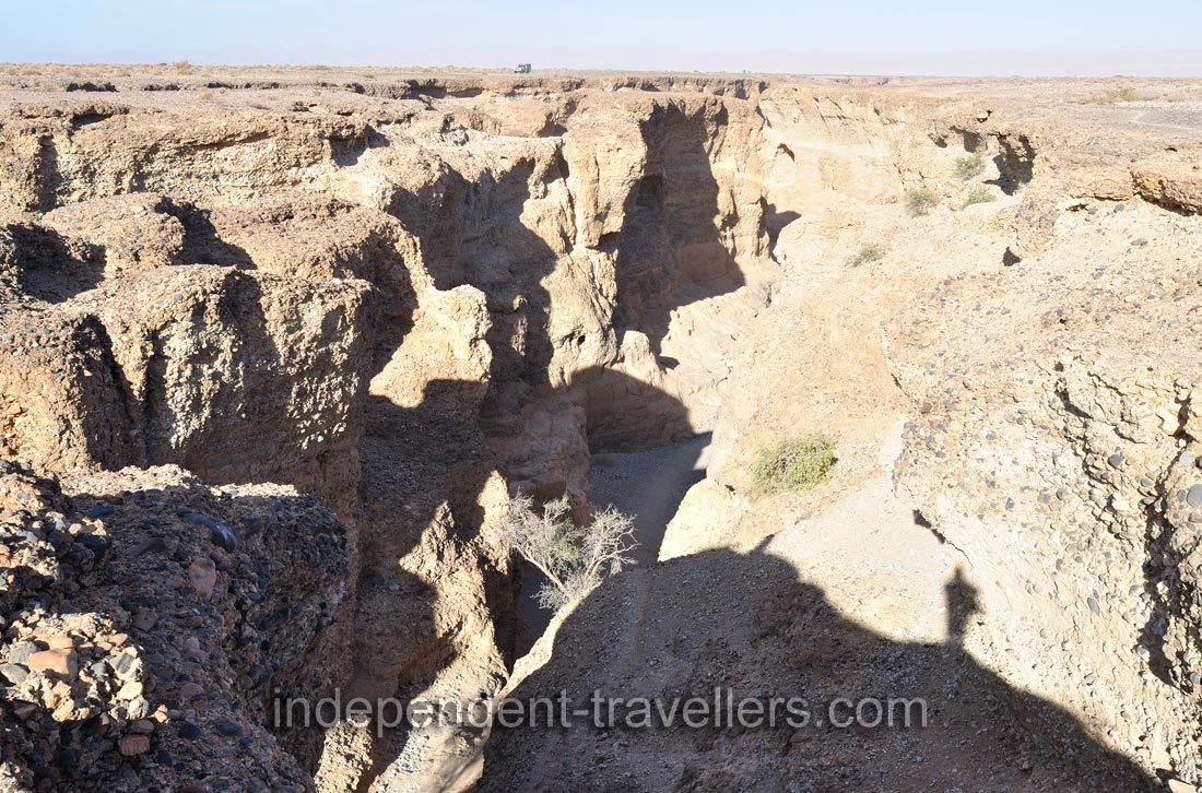 Sesriem Canyon is located approximately 4.5 km from the entrance gate of Namib-Naukluft National Park