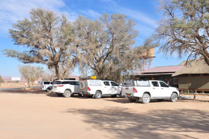 This parking lot belongs to Namibia Wildlife Resorts Sesriem Camping