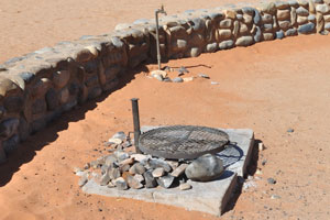 The camping pitch number 2 at Sesriem Campsite is equipped with the simple outdoor water tap