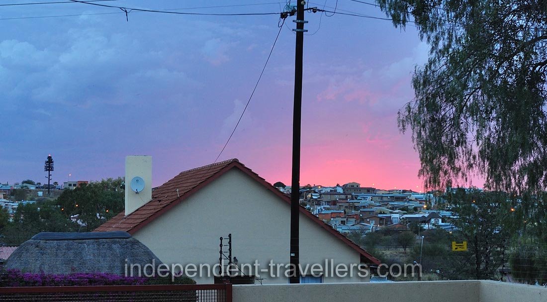 A sunset as seen from the courtyard of the Emerald B&B