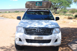This is the Toyota Hilux 4x4 in the end of the trip through Namibia, Botswana and Zimbabwe