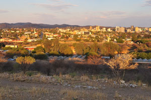 The city of Windhoek as seen from the Dorado viewing platform at sunset
