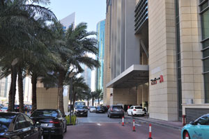 This is a parking area in the front of the Marriott Marquis City Center Doha Hotel