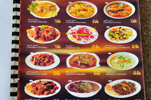 The Lewan Shamal restaurant: chicken masala, chicken kuruma and chicken curry