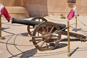 The ancient cannon decorates Al Zubara Fort