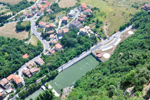 The sports field of Borgo Maggiore as seen from the tower of Guaita fortress