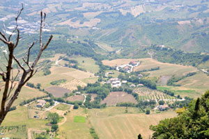 Agricultural fields as seen from the foot of the Montale tower