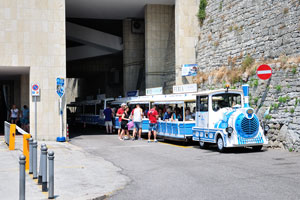 Tourist train is on Piazzale Marino Calcigni