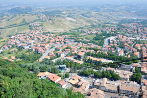 Borgo Maggiore lies at the foot of Monte Titano