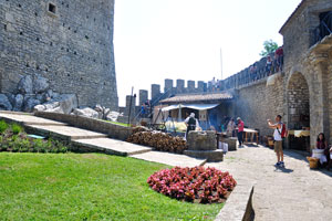 At the lower level of Guaita fortress