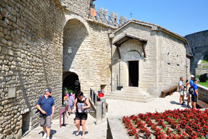 The entrance of Guaita fortress as seen from inside