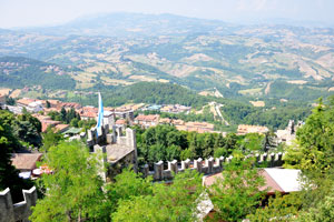 Hills that surround the city as seen from the Guaita fortress