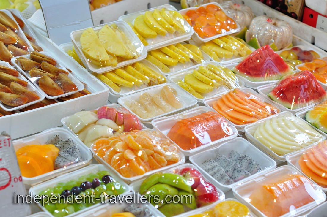 Sliced fruits for sale