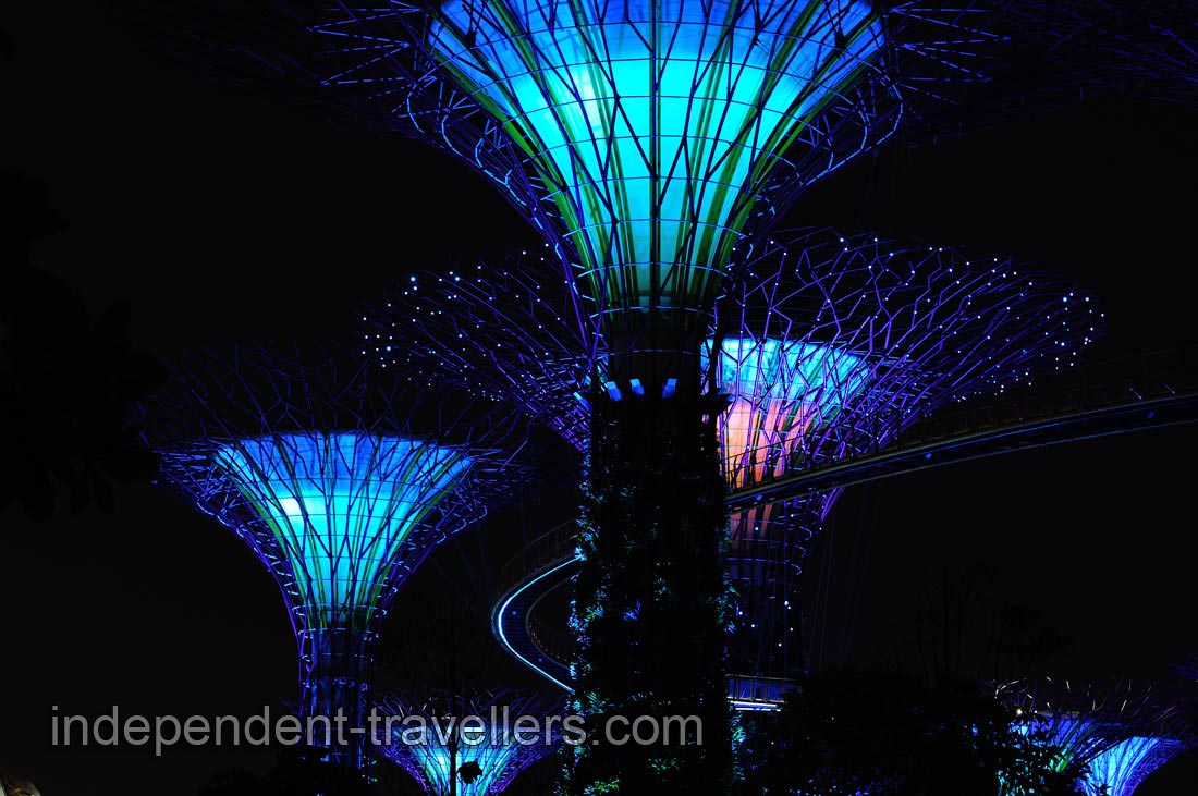 There is an elevated walkway, the OCBC Skyway, between two of the larger Supertrees