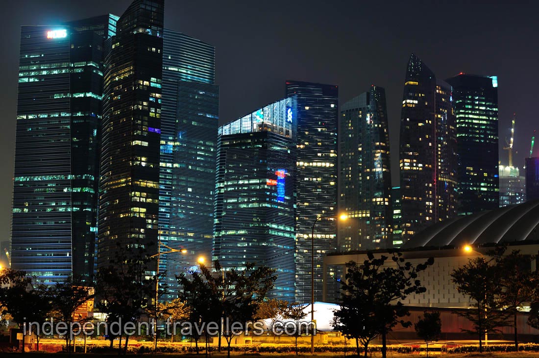 View of skyscrapers right after your exit from Bayfront MRT Station