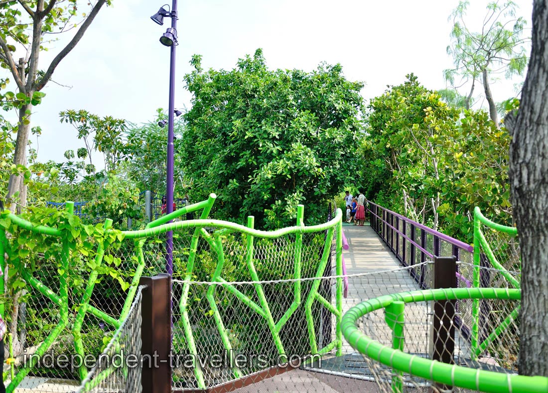 This toy bridge is one of the exits from the treehouse