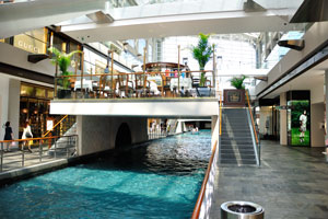 TWG cafe is placed over the water canal at “The Shoppes @ Marina Bay Sands”
