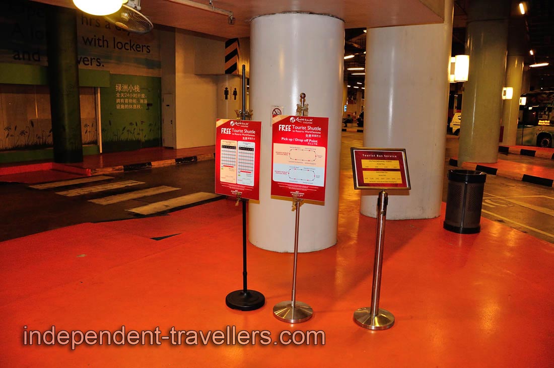 The underground stop of the free tourist shuttle (RWS complimentary shuttle)
