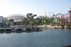 The park consists of seven themed zones which surround a lagoon
