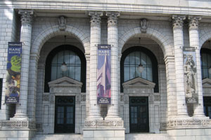 Three huge doors of the New York Public Library