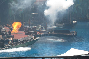 Waterworld - automatic weapon has produced huge flame