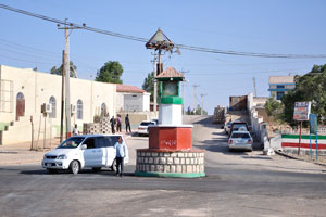 Clock monument is painted in the colors of the Somaliland flag