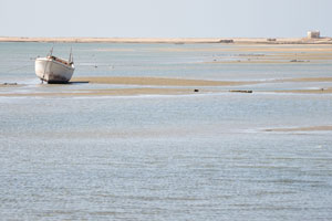 A boat aground