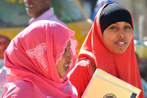 Somali girl looks at me hiding her smile