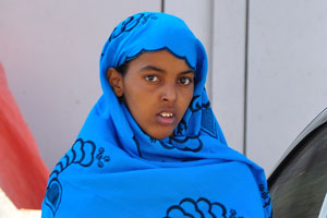 Somali woman with a thoughtful facial expression