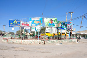 Hargeisa roundabout is full of the advertisement boards