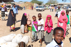 Somali children on the livestock market