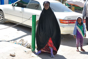Somali girl dressed in violet socks