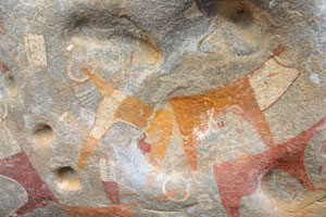 Long-horned cattle and other rock art in the Laas Geel complex