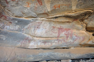 The dry climate has helped preserve the ancient rock art, depicting nomadic life more than 5,000 years ago