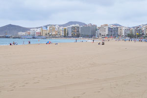 Smooth sand is clean on the beach of Las Canteras