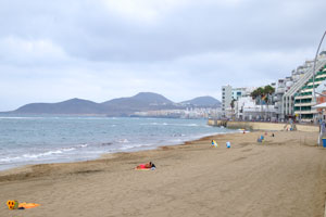 Here is the beach of Las Canteras on a cloudy day