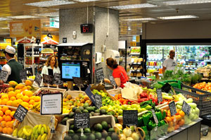 Vegetables and fruits are in El Corte Inglés shopping mall