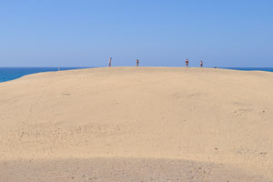 Maspalomas beach has huge amounts of the finest sand similar to the Sahara desert and is surrounded by huge sand dunes