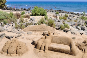 Different beach sculptures are on Maspalomas beach