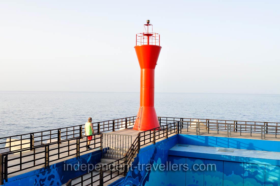 A tiny lighthouse is installed at Los Cristianos ferry terminal